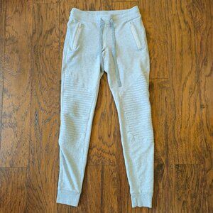 Alo Yoga Moto Jogger Sweatpants Gray Ribbed Detail Zipper Pockets Women Size XS